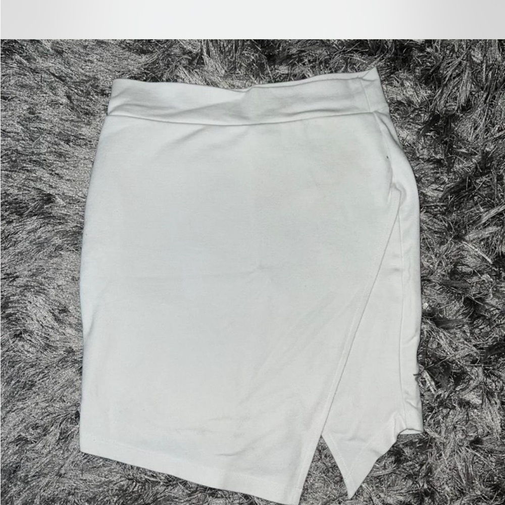 White Asymmetrical Wrap Pencil Skirt